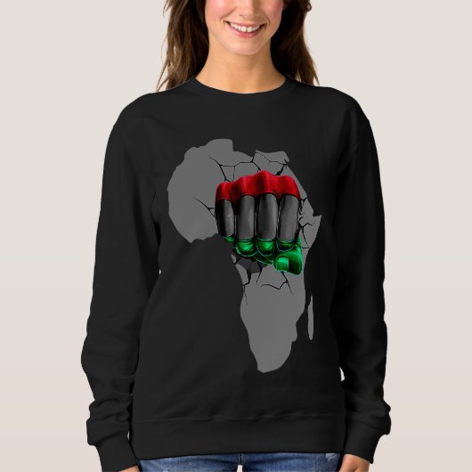 Black History Month BHM Afro Pride Hand Fist Black Trui (Voorkant)
