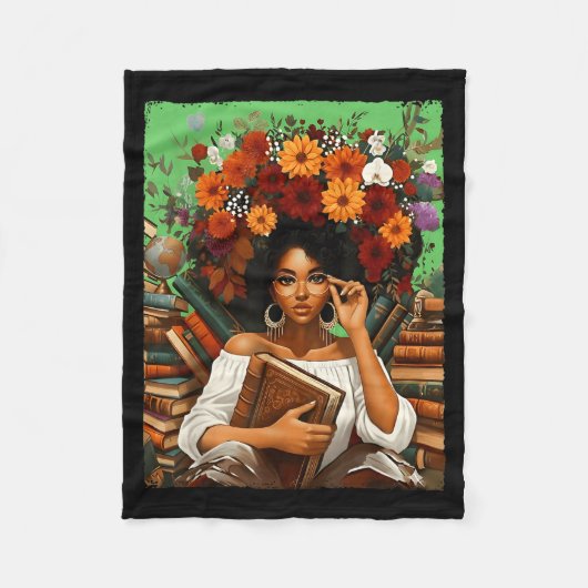 Black History Month Black Afro Girl Women Book Lov Fleece Deken (Voorkant)