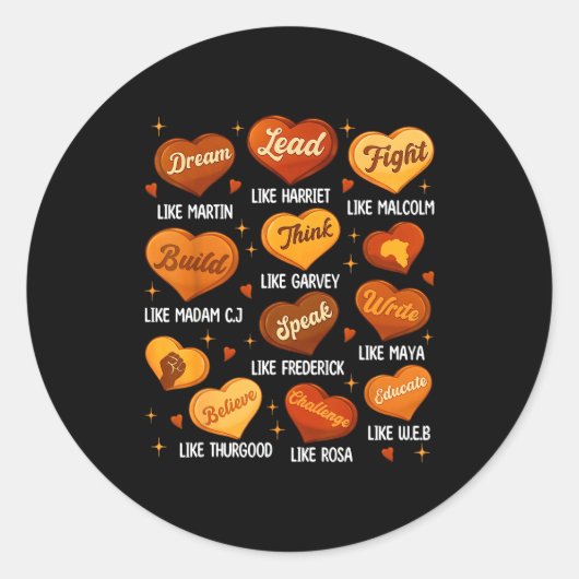 Black History Month Black Leaders African American Ronde Sticker (Voorkant)