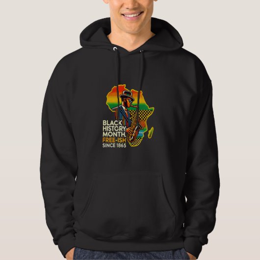 Black History Month Black Man jazzmuzikant Junete Hoodie (Voorkant)