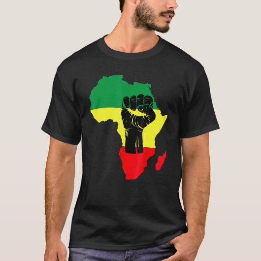 Black History Month Celebration African Map Fist T T-shirt (Voorkant)