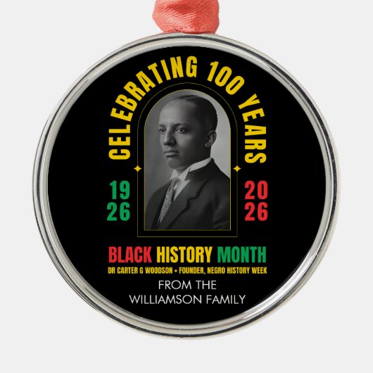 BLACK HISTORY MONTH CENTENNIAL 100 Years BHM Metalen Ornament (Voorkant)