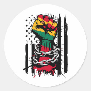 Black History Month Eerste Amerikaanse vlag Junete Ronde Sticker