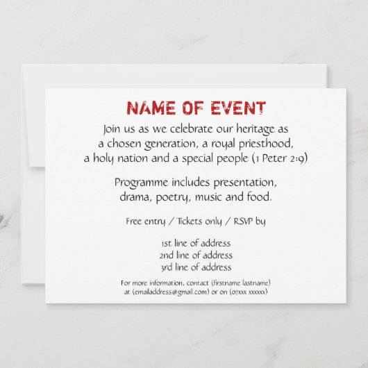 BLACK HISTORY MONTH Event Party Celebration Kaart (Achterkant)