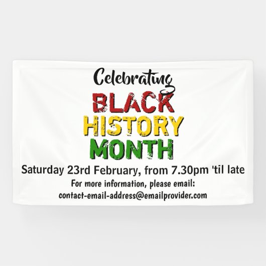 BLACK HISTORY MONTH Event Party Celebration Spandoek (Horizontaal)