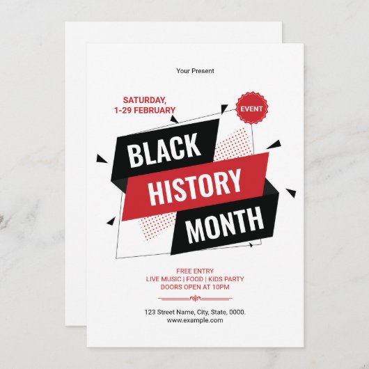 Black History Month Flyer Template Kaart (Voorkant / Achterkant)