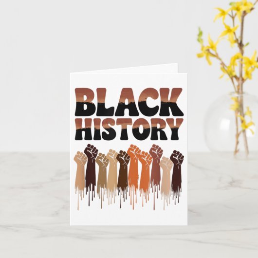 Black History Month Hands Symbol Afro Motivation  Kaart (Gele Bloem)