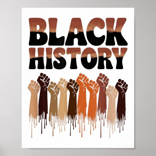 Black History Month Hands Symbol Afro Motivation  Poster (Voorkant)