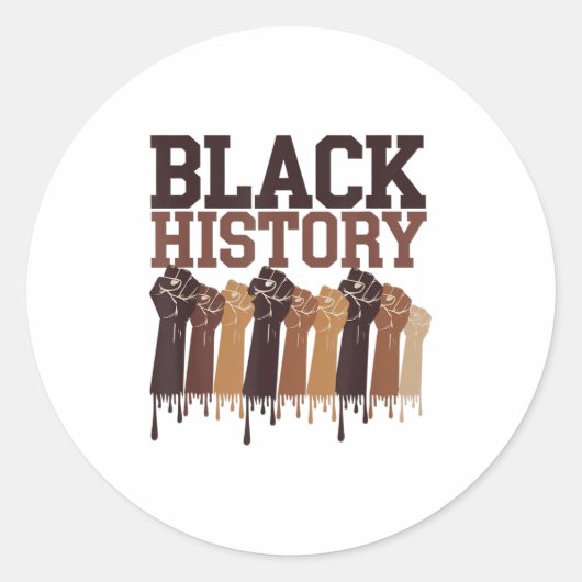 Black History Month Hands Symbol Afro Motivation Ronde Sticker (Voorkant)