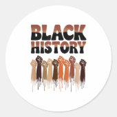 Black History Month Hands Symbol Afro Motivation  Ronde Sticker (Voorkant)