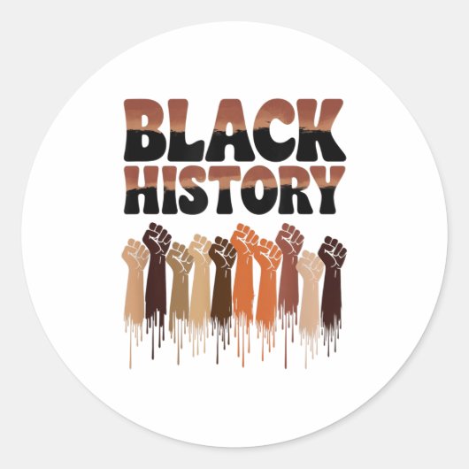 Black History Month Hands Symbol Afro Motivation  Ronde Sticker (Voorkant)