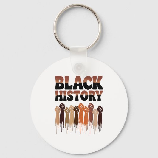 Black History Month Hands Symbol Afro Motivation  Sleutelhanger (Voorkant)