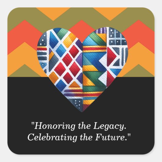 Black History Month Heart Square Sticker | (Voorkant)