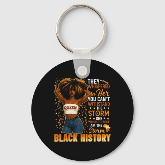 Black History Month Ik Ben De Storm Black Afro Que Sleutelhanger (Voorkant)
