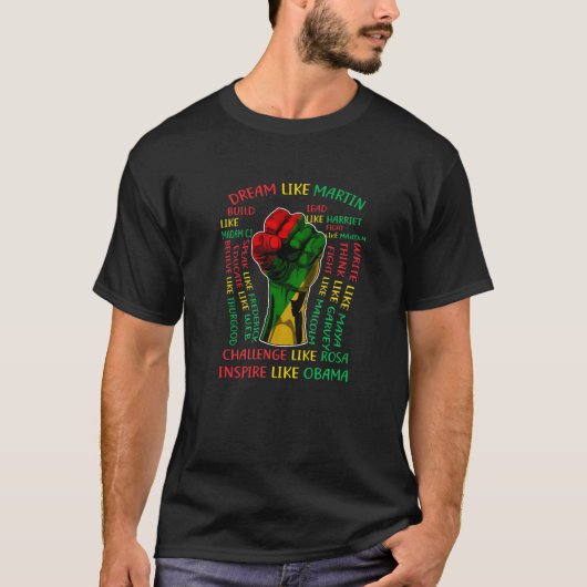 Black History Month Inspirational Leaders Power Fi T-shirt (Voorkant)