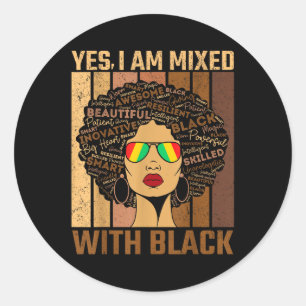Black History Month Ja wordt gemengd met zwart Afr Ronde Sticker