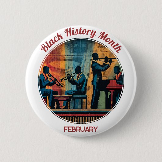 Black History Month Jazz Band Pinback Button (Voorkant)