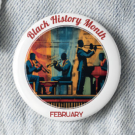 Black History Month Jazz Band Pinback Button