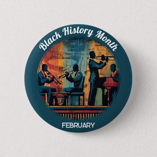 Black History Month Jazz Band Pinback Button (Voorkant)