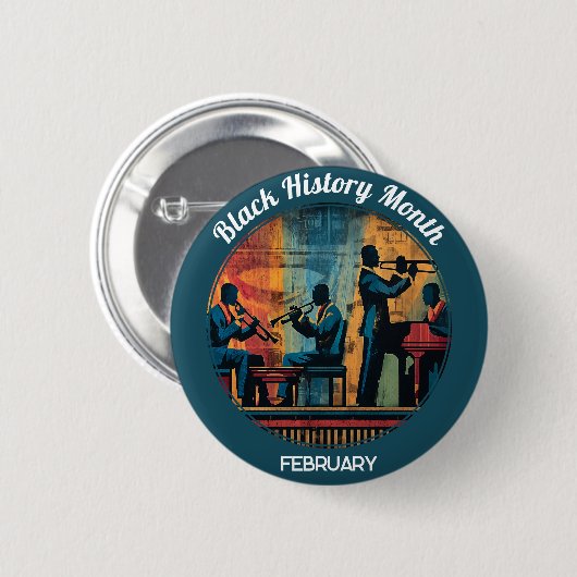 Black History Month Jazz Band Pinback Button (Voorkant /achterkant)