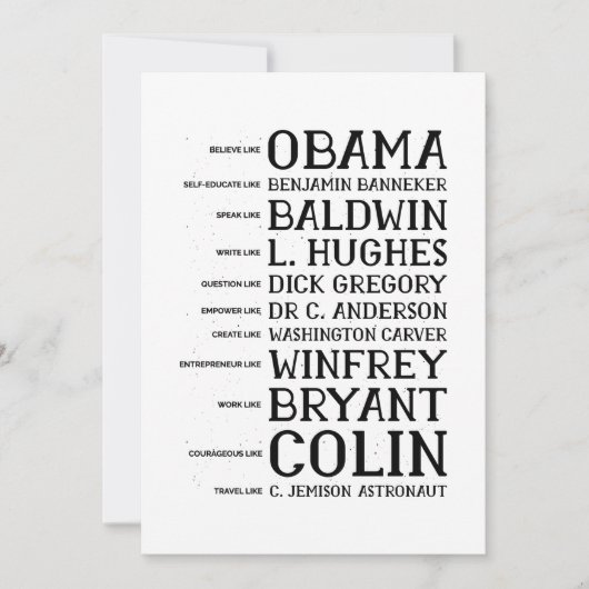 black history month legends icons kaart (Voorkant)