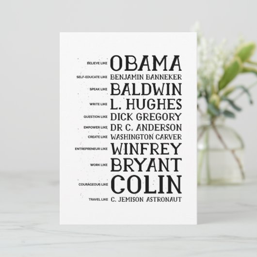 black history month legends icons kaart (Staand voorkant)