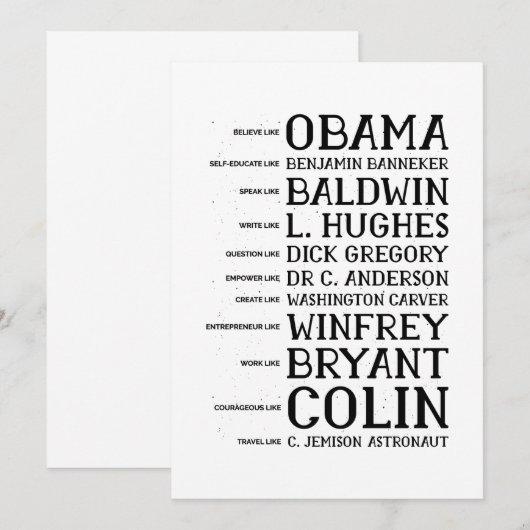 black history month legends icons kaart (Voorkant / Achterkant)