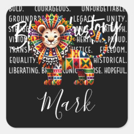 Black History Month Lion Vierkante Sticker