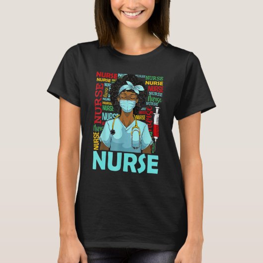 Black History Month Nurse Afro Girl Womens Day Gra T-shirt (Voorkant)