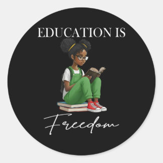 Black History Month Onderwijs Is Vrijheid Boeken B Ronde Sticker