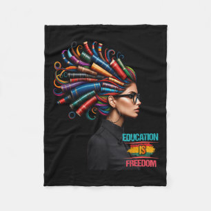 Black History Month Onderwijs is Vrijheid Zwarte T Fleece Deken