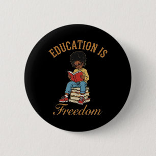 Black History Month Onderwijs Vrijheid Boeken Lera Ronde Button 5,7 Cm