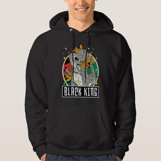 Black History Month Rex Dinosaur Black King Dino B Hoodie (Voorkant)