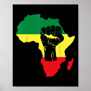 Black History Month-viering Afrikaanse kaart Vuist Poster