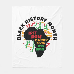 Black History Month Vrijheid wordt nooit gegeven, Fleece Deken