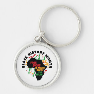 Black History Month Vrijheid wordt nooit gegeven,  Sleutelhanger