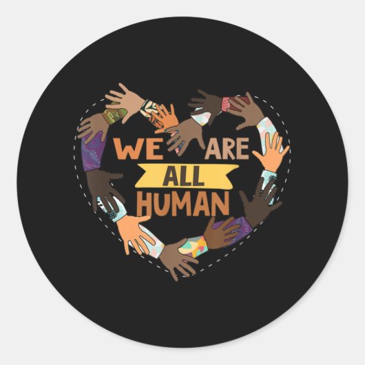 Black History Month - We Are All Human Pride Ronde Sticker (Voorkant)