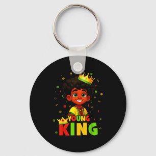 Black History Month Zwarte Jonge Koning Afro Haar  Sleutelhanger