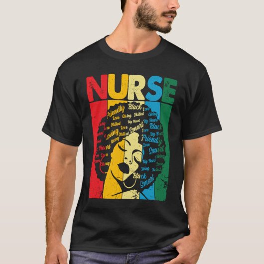 Black History Nurse African American Pride Afro Wo T-shirt (Voorkant)