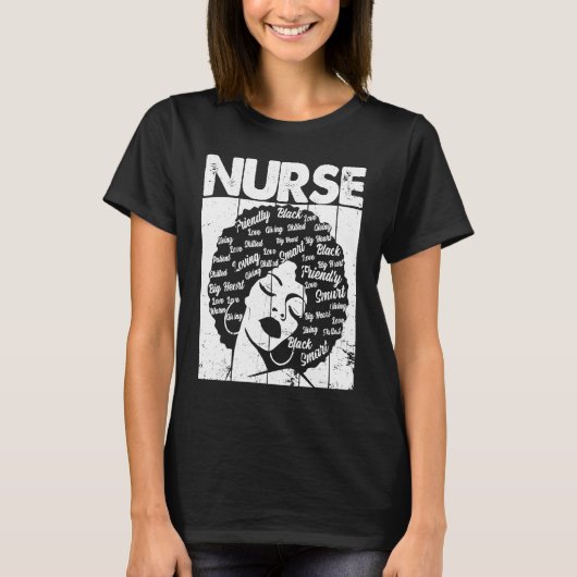 Black History Nurse African American Pride Afro Wo T-shirt (Voorkant)