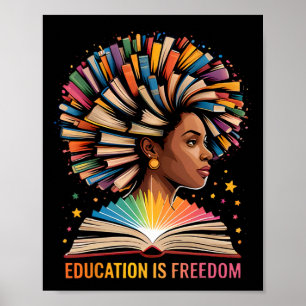 Black History Onderwijs Is Vrijheid Boeken Zwarte Poster