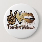 Black History Peace Love Melanin Button (Voorkant)