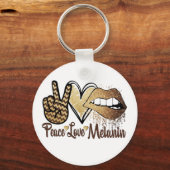 Black History Peace Love Melanin Circle Sleutelhan Sleutelhanger (Voorkant)