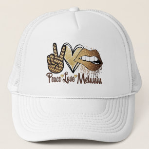 Black History Peace Love Melanin Trucker Hat Trucker Pet