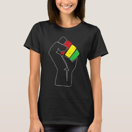 Black History Power Fist Africa Flag African Ameri T-shirt (Voorkant)