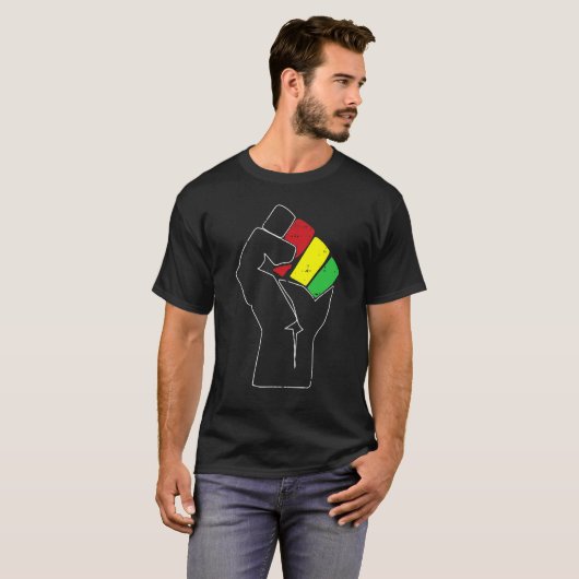Black History Power Fist Africa Flag African Ameri T-shirt (Voorkant volledig)
