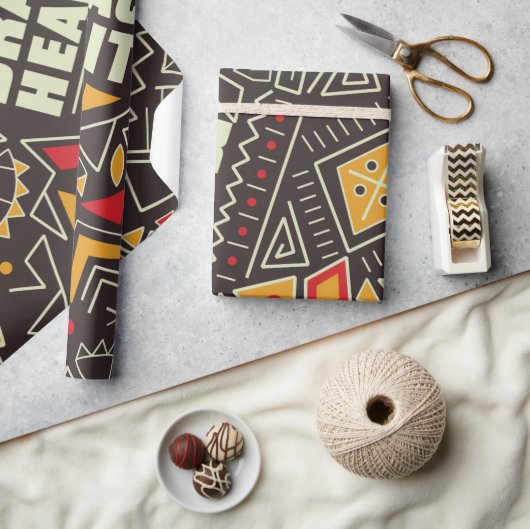 Black History Pride - Brave Heart Geometrisch Cadeaupapier (Crafts)