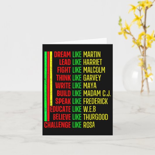 Black History Pride Martin Black Afro Afrikaans Kaart (Gele Bloem)