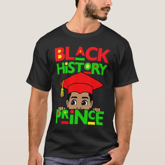 Black History Prince Melanin Boy Son Bruh Brown Sk T-shirt (Voorkant)