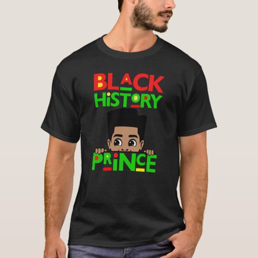 Black History Prince Melanin Boy Son Bruh Brown Sk T-shirt (Voorkant)